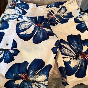 Blue Floral Swim Trunks